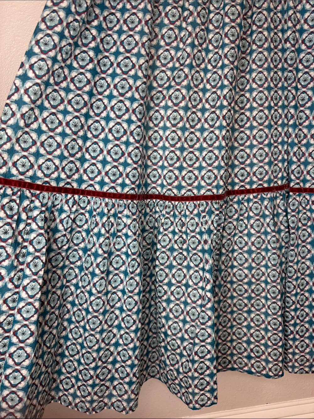 Olivia James The Label Brooke Dress Small Blue Geometric Flutter Sleeve Midi - Picture 7 of 14
